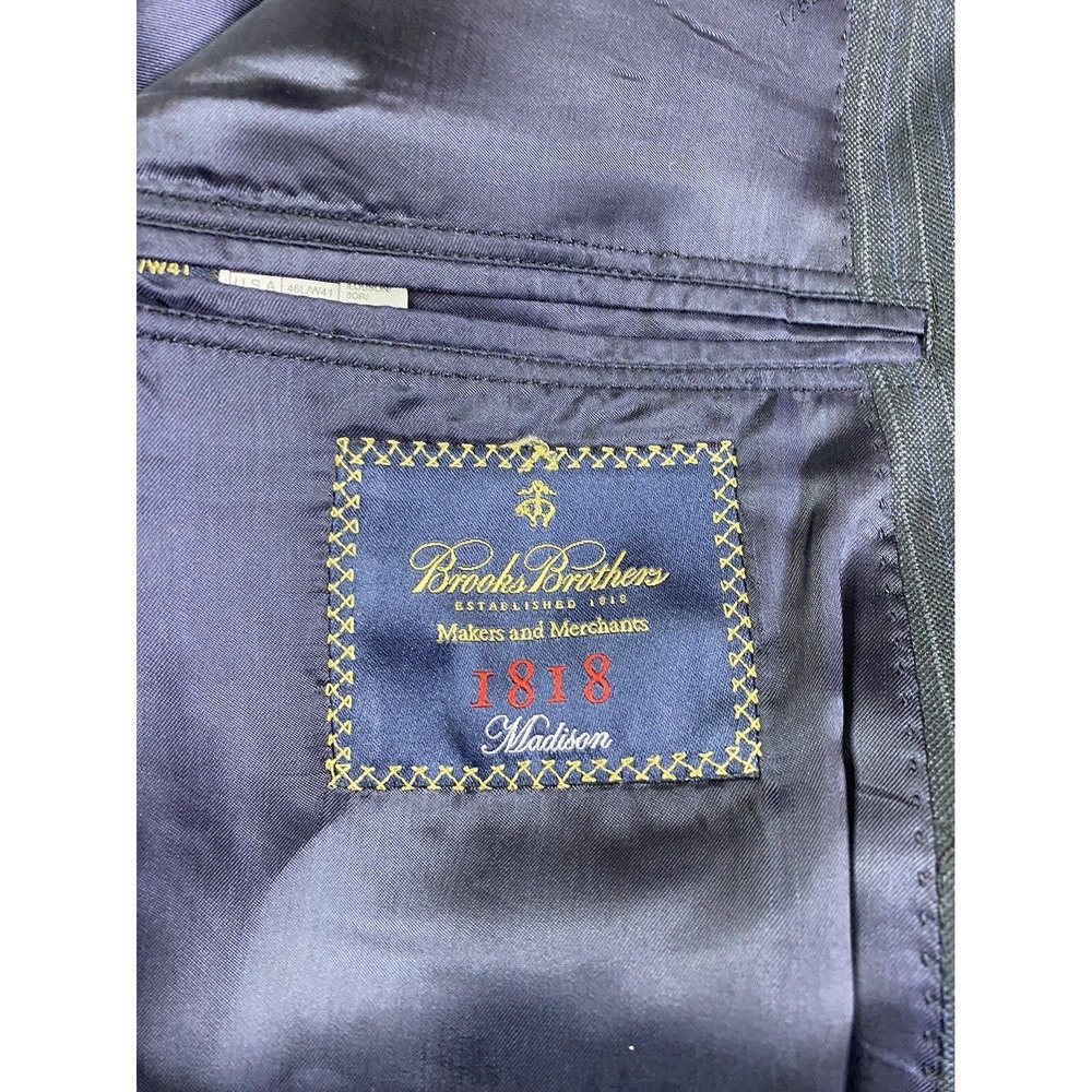 Brooks Brothers Jacket 46 L Navy SaxXon Wool Striped Madison 1818 Sport Coat - Picture 12 of 16